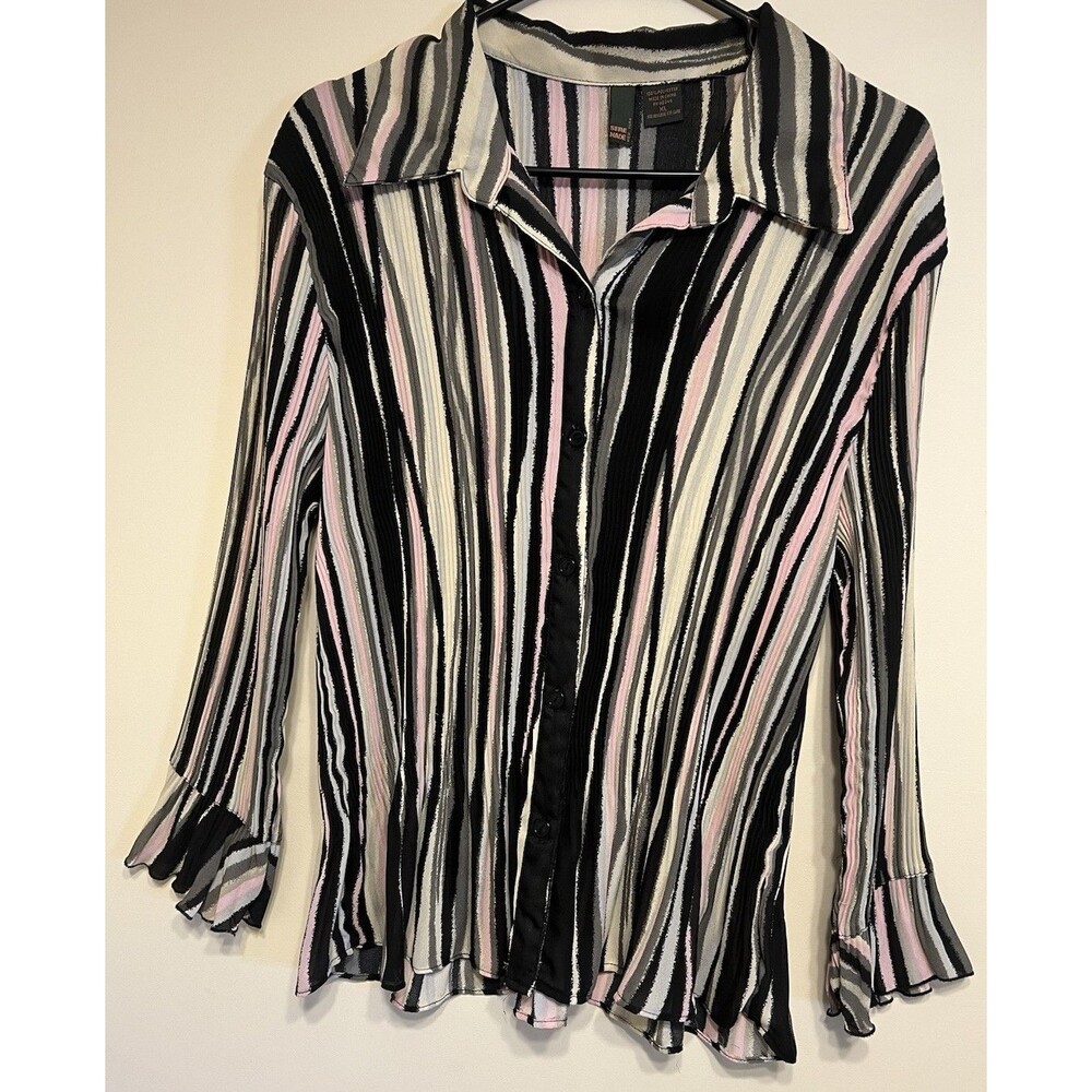 Serenade New York -Long sleeve button Down Accordion Pleated blouse - Women's XL